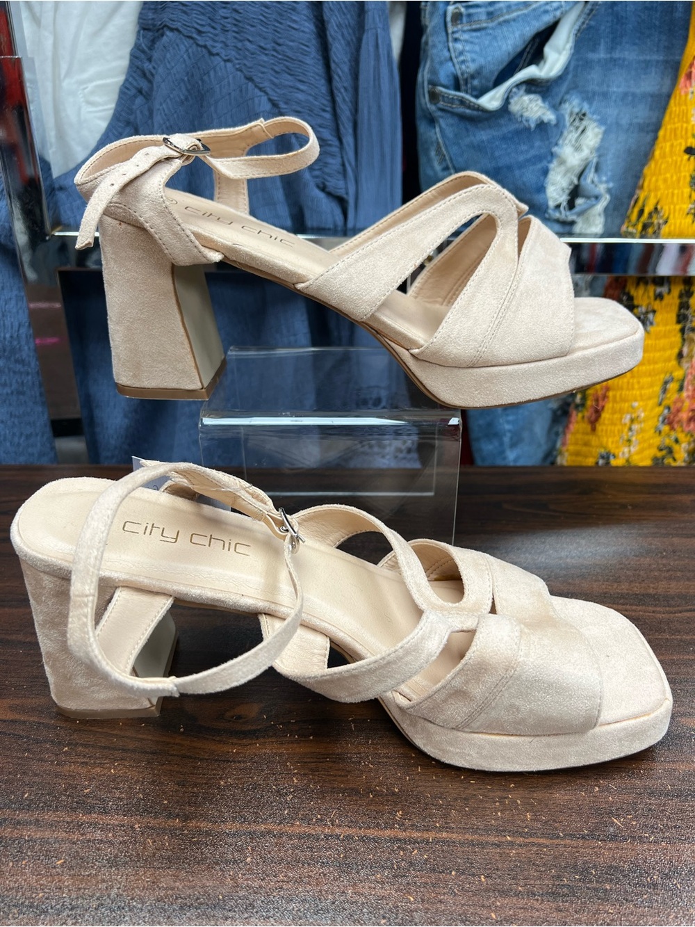 City Chic Coco Nude Platform Heel - Size 11 (42)